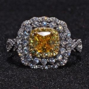 Yellow Diamond CZ Halo Ring